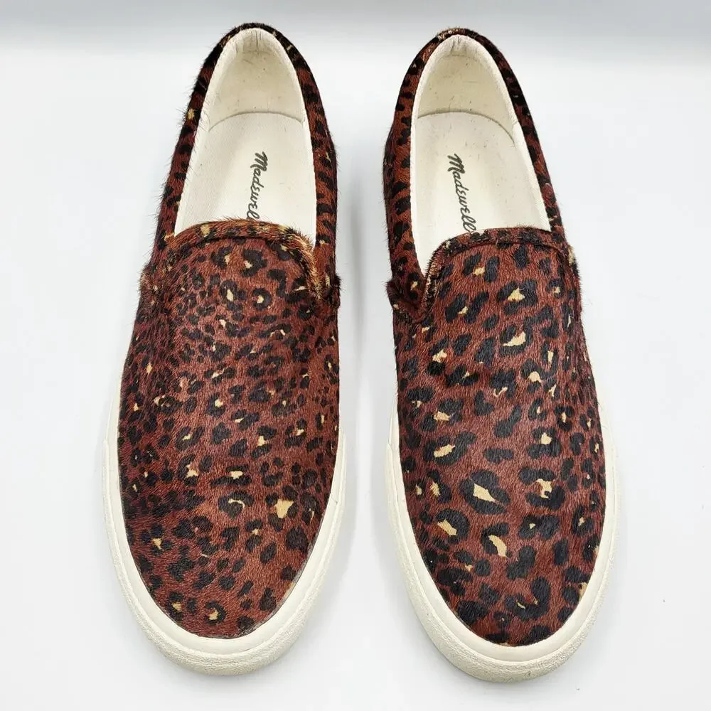 Madewell Sidewalk Women's 9.5 Men's 8 Brown Leopard Print Calf Hair Sneakers